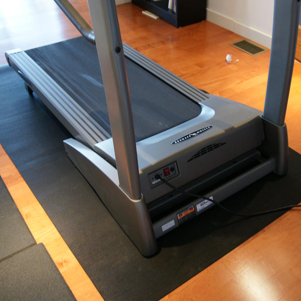 Rubber Cal Treadmill Mat 3 16 In X 48 In X 78 In Black Heavy