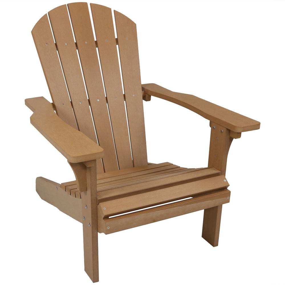 Sunnydaze Decor All Weather Brown Patio Plastic Adirondack Chair