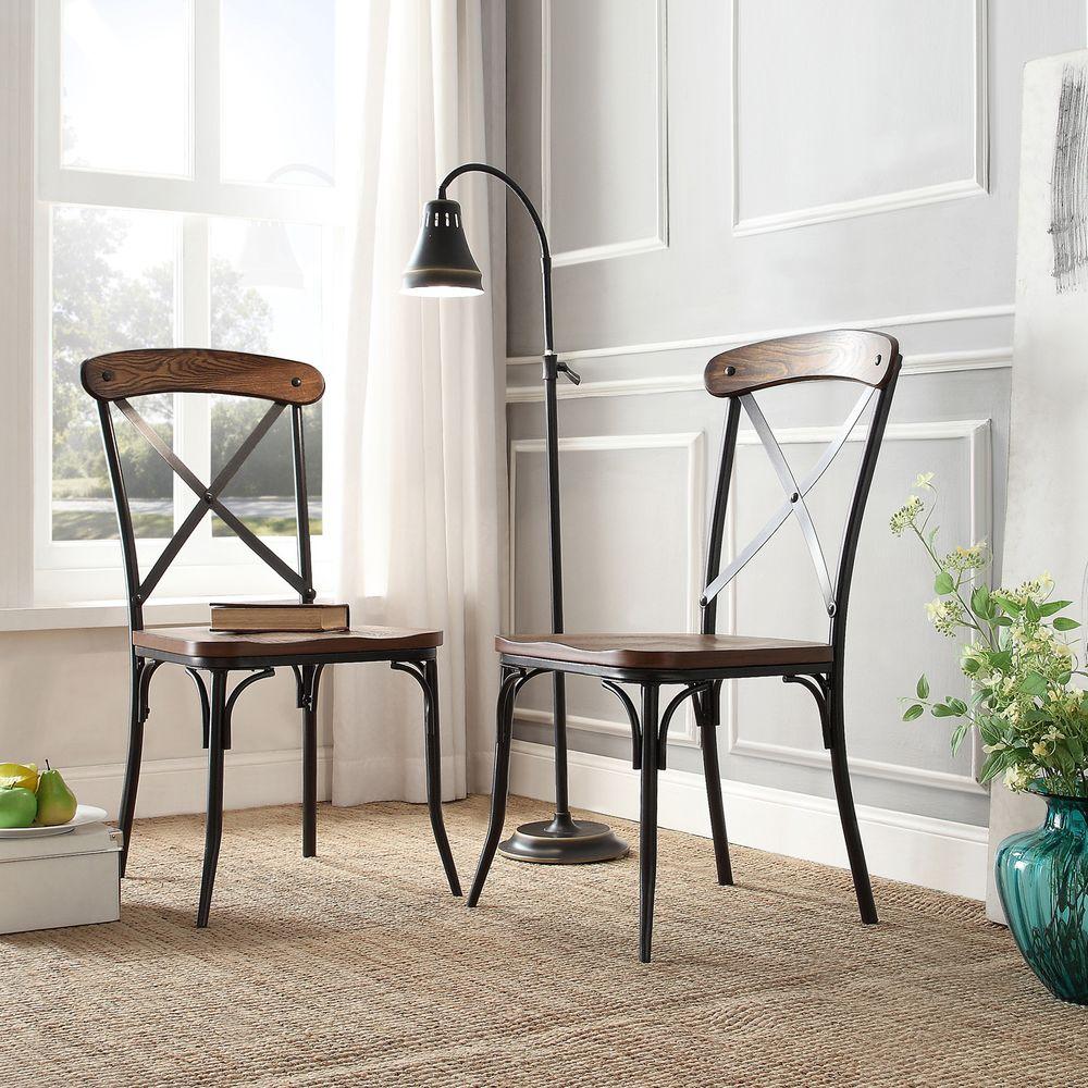 HomeSullivan Cabela Distressed Ash Wood and Metal Dining Chair (Set of