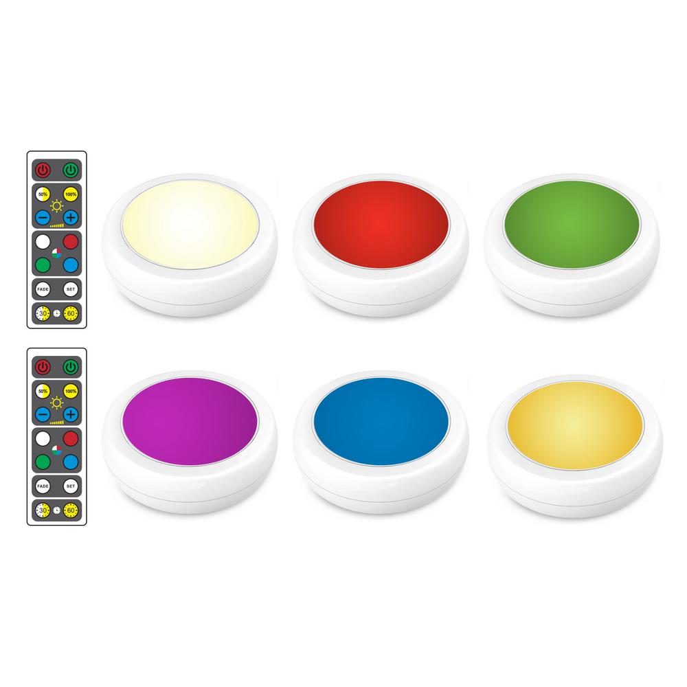 Brilliant Evolution LED White RGB Color Changing Puck Light with 2