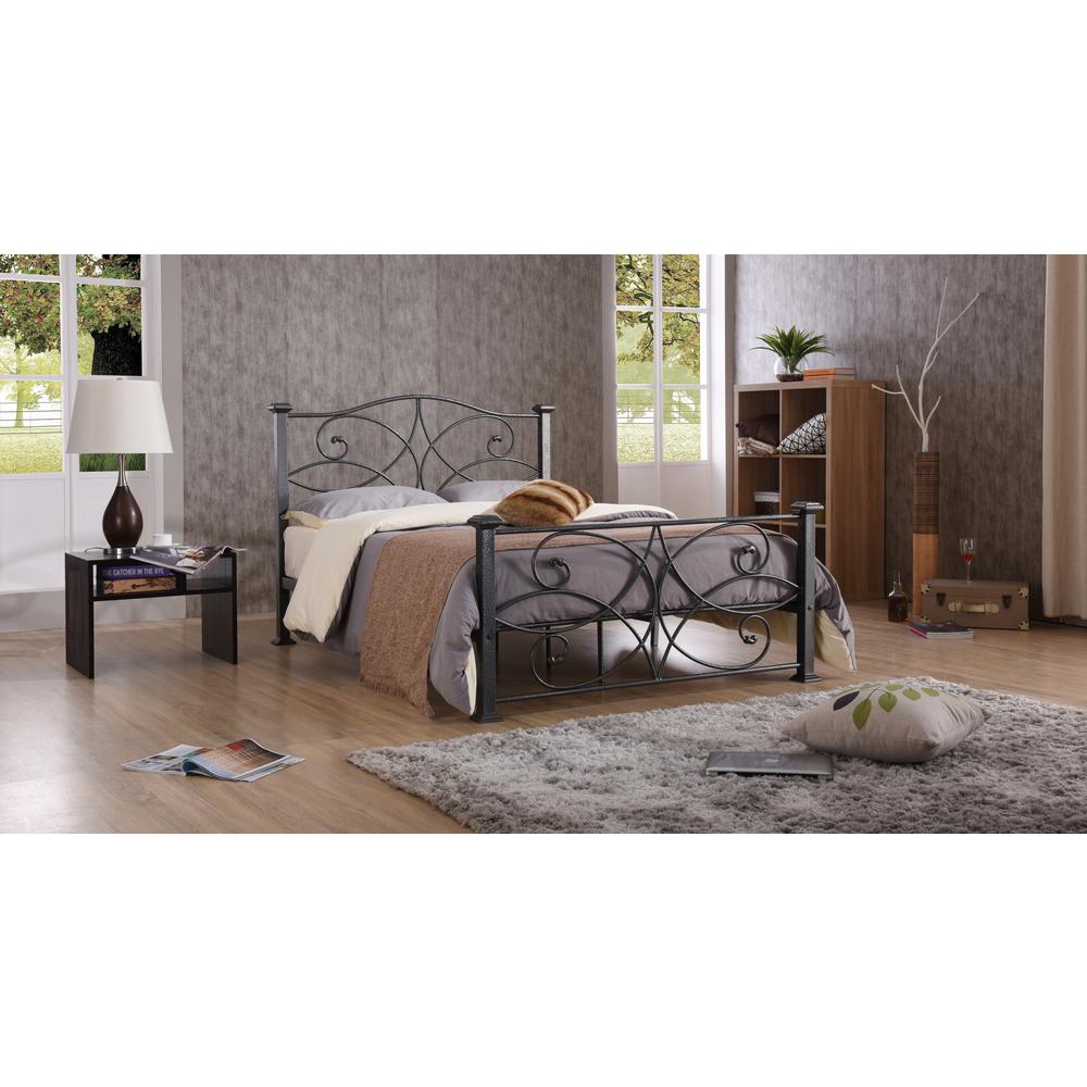 Hodedah Black And Silver Full Platform Bed Hi824 F Black And Silver Full Platform Bed