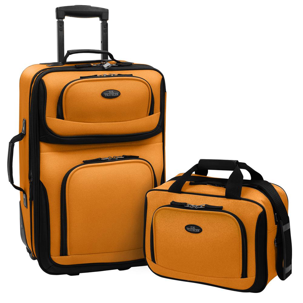 mustard yellow luggage
