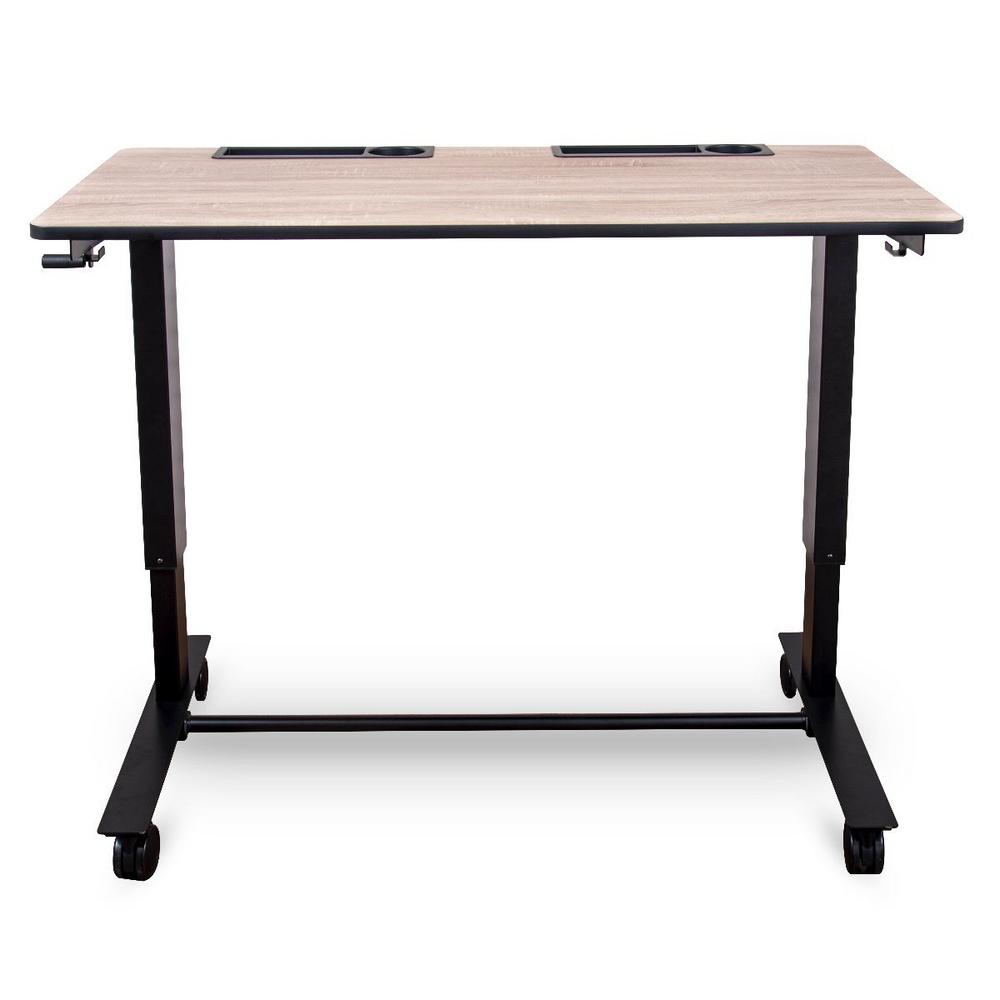 Luxor 2Student White Oak Standing Desk with Crank (Light Wood Desktop