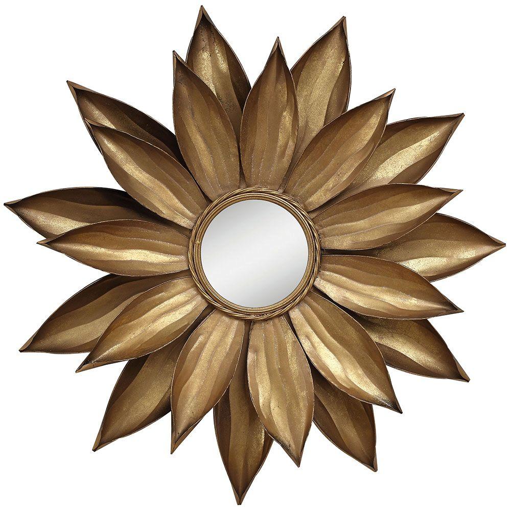 3r Studios 35 25 In X 3 Petals Framed Wall Mirror Gold Petals Framed Wall Mirror In Gold