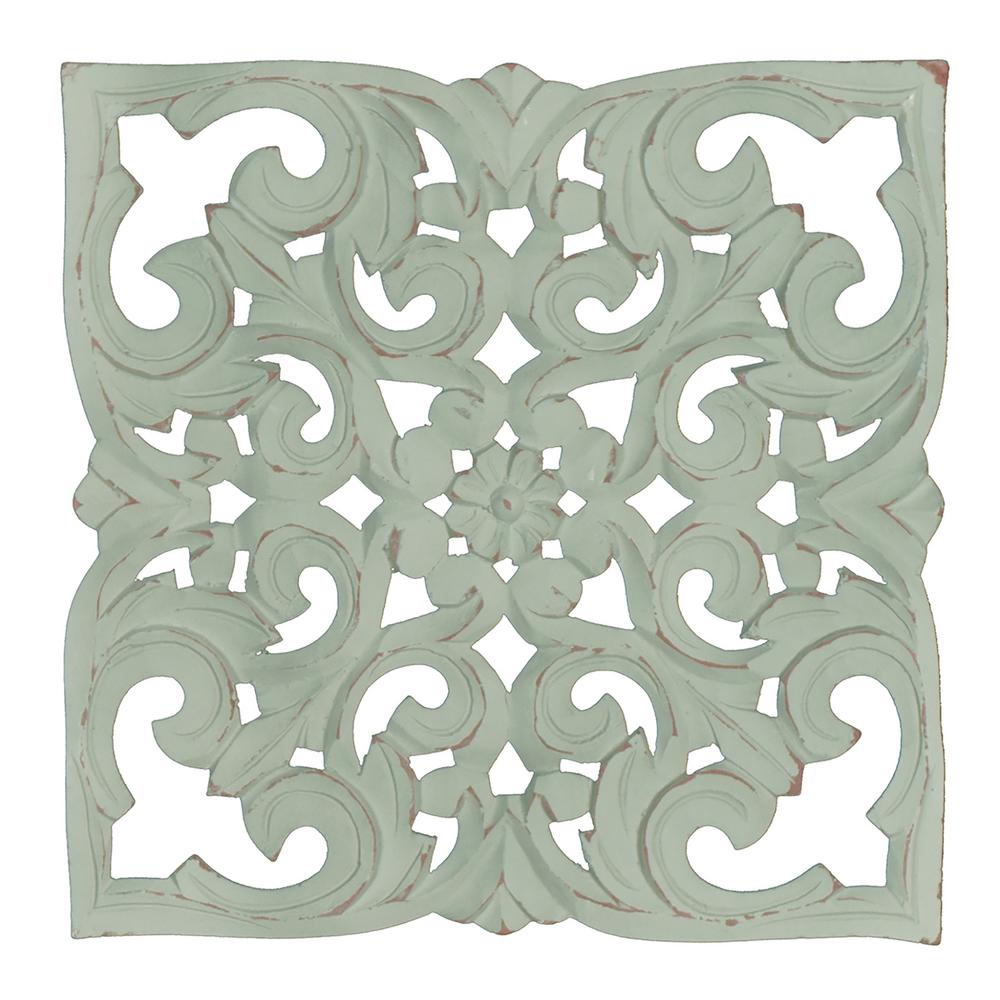 Denzel Seafoam Carved Wooden Medallion Wall Art