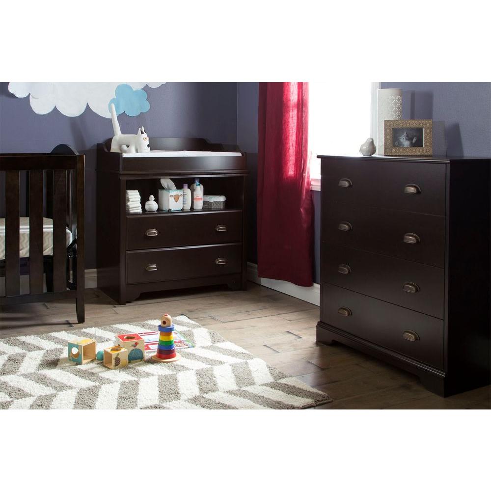 espresso changing table with drawers