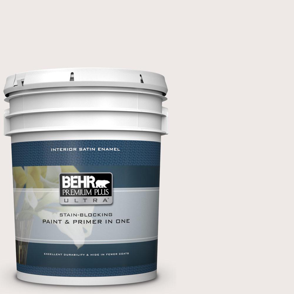 BEHR Premium Plus Ultra 5 gal. 750A1 Chalk color Satin Enamel Interior Paint and Primer in One