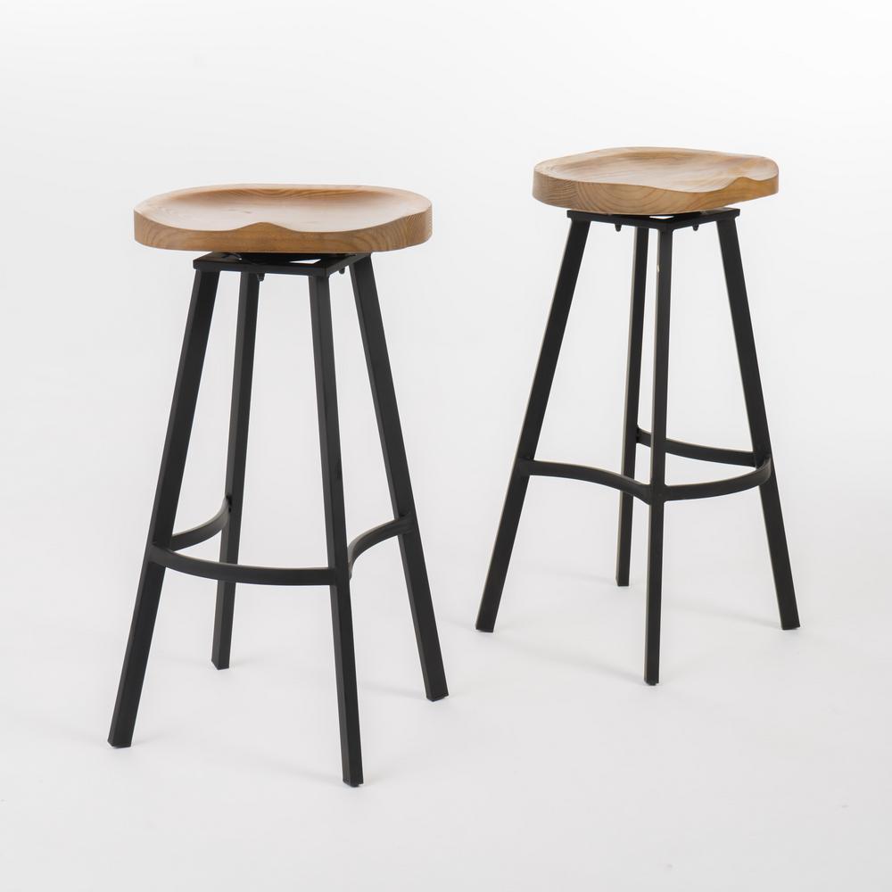 Noble House Silas 31 5 In Natural Swivel Bar Stool Set Of 2 Natural Swivel Bar Stool Set Of 2