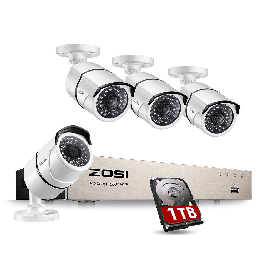 ZOSI 1080p PoE 8Channel 1TB Hard Drive DVR Security Camera System with