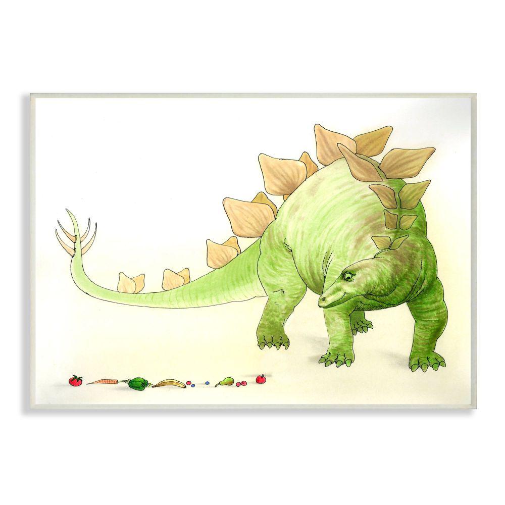 Stupell Industries Dinosaur And Fruit Green Yellow Kids Nursery Painting By Saturday Evening Post Wood Animal Wall Art 13 In X 19 In Brp 2509 Wd 13x19 The Home Depot
