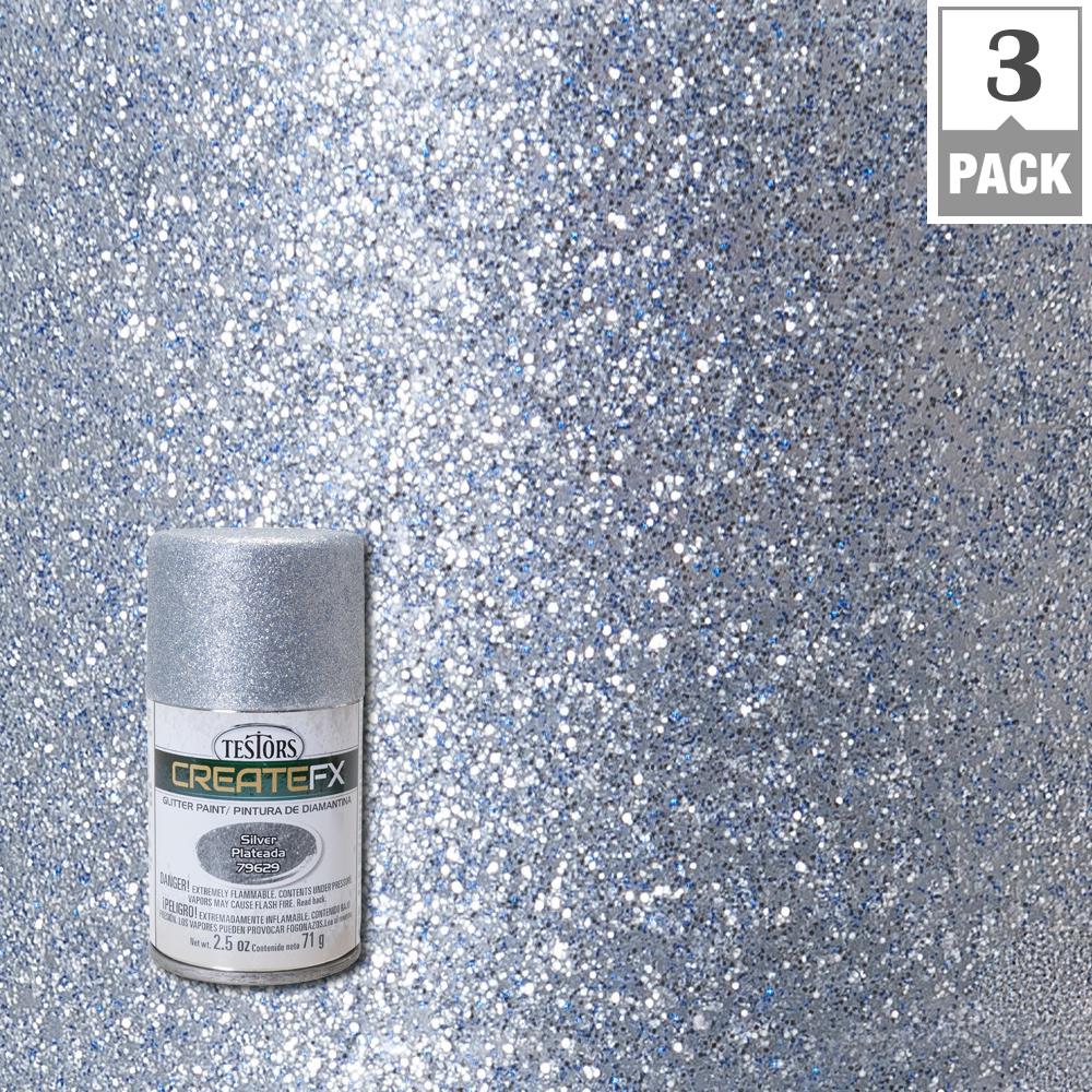 Testors Createfx 2 5 Oz Silver Glitter Spray Paint 3 Pack 79629