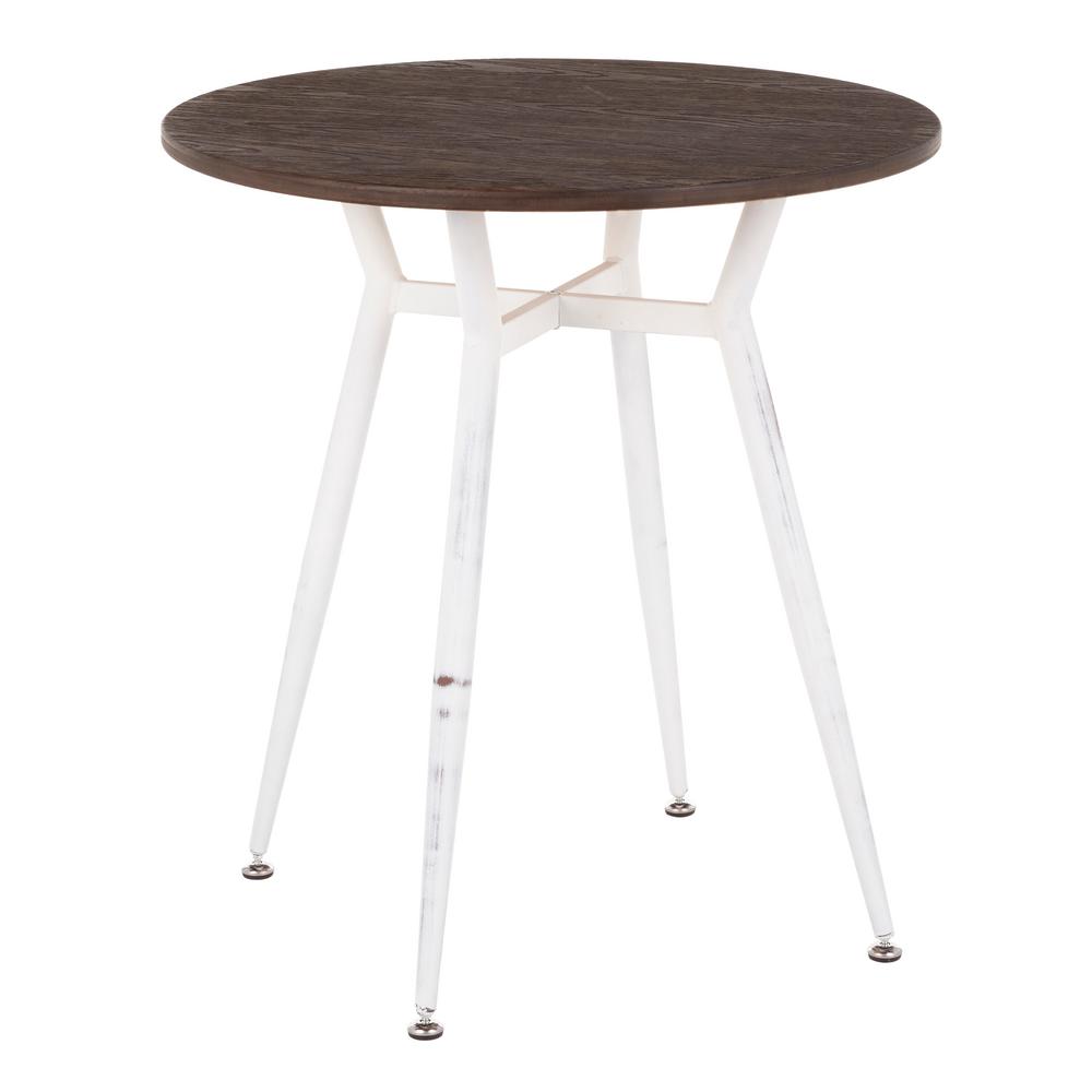 Lumisource Clara Round Vintage White Metal And Espresso Wood