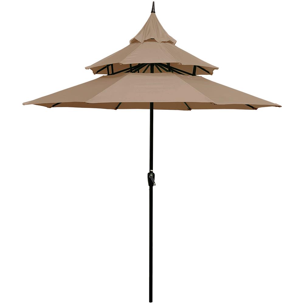 Maypex 9 Ft Steel Crank Pagoda Market Patio Umbrella In Tan