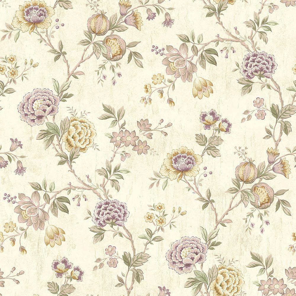 Chesapeake Chrysanthemum Lilac Jacobean Wallpaper-CCB02214 - The Home Depot