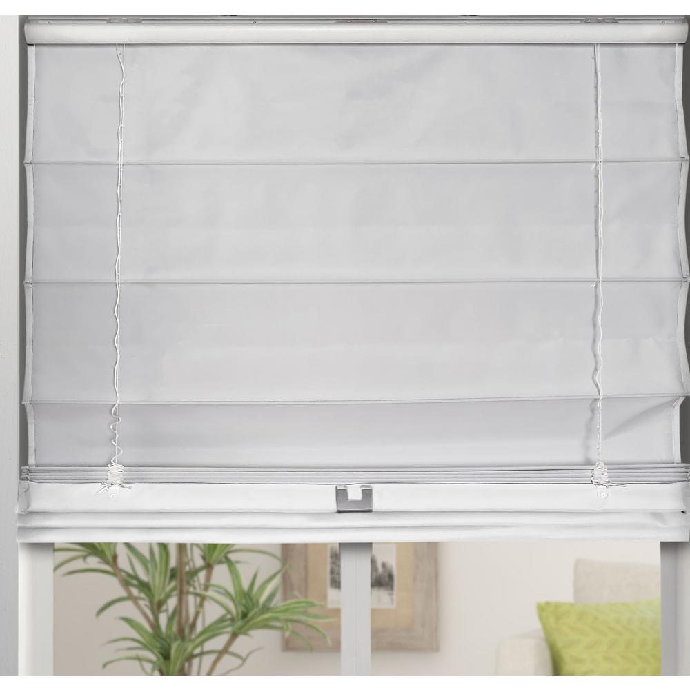 Arlo Blinds White Cordless Bottom Up Blackout Fabric Roman Shade 35 5 In W X 60 L Actual Size 04rba354600 The Home Depot Blackout Fabric Roman Shade 35 5