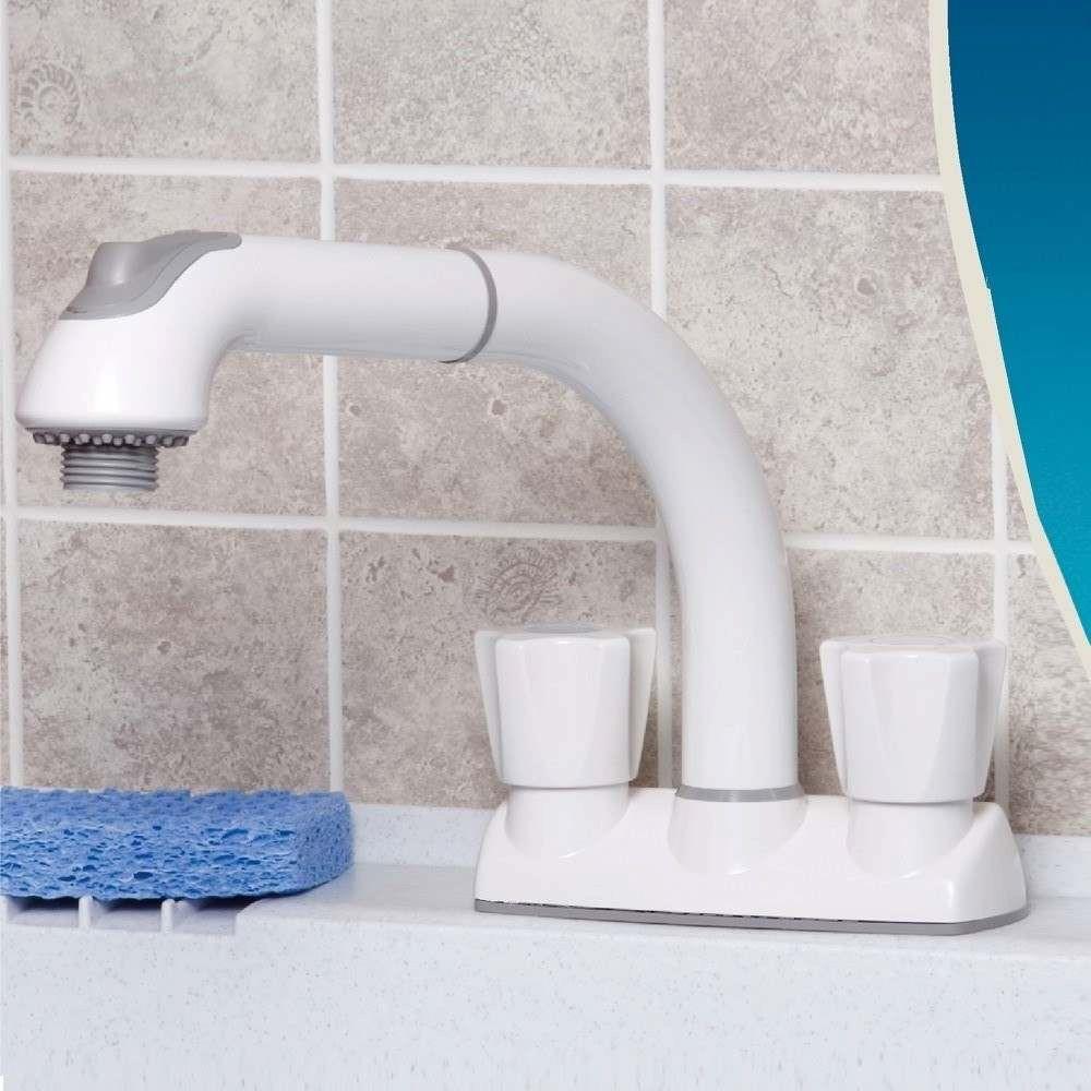 Eco Friendly Pull Out Laundry Utility Faucet White Finish 481 CleanFlo