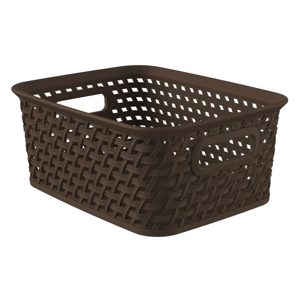 Curver Style 9.8 in x 7.6 in Espresso Plastic Weave Storage Basket227352 The Home Depot