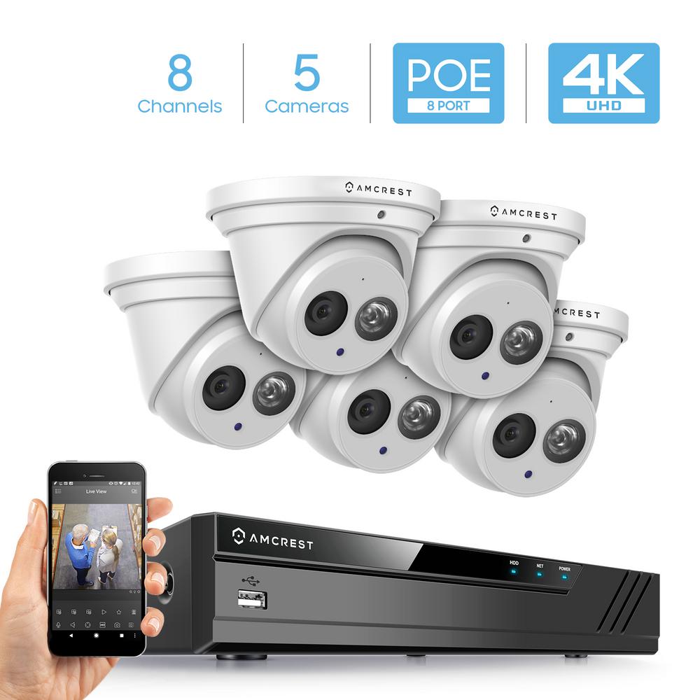 Amcrest 4k 8-channel Nvr Surveillance System With 5 X 8mp Wired Metal 