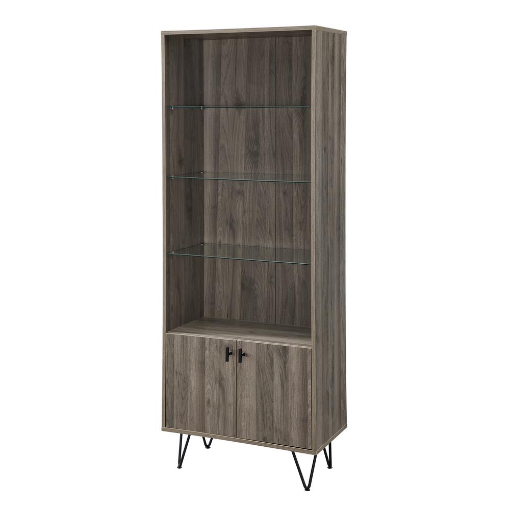 Walker Edison Furniture Company 68 In Slate Grey Mid Century Modern Storage Cabinet Hd8021 The Home Depot