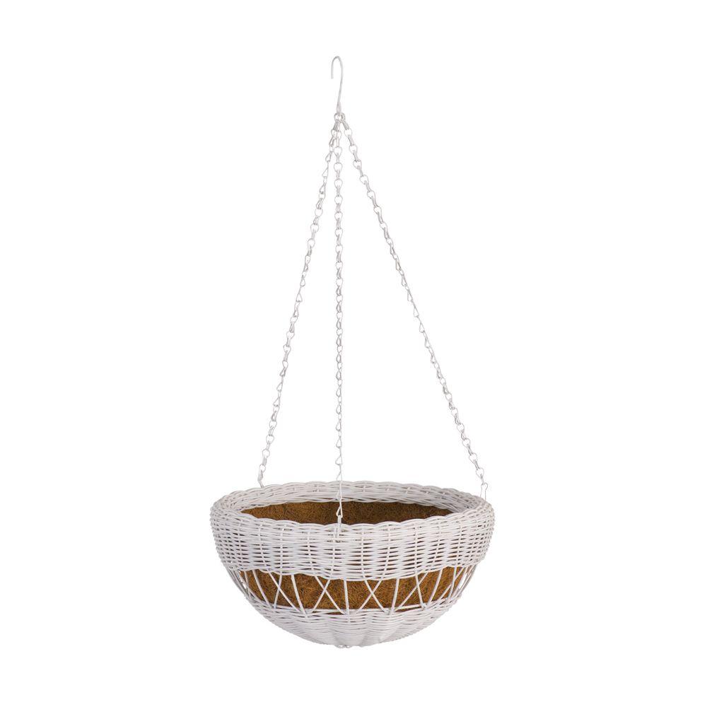 Dmc 13 In White Resin Wicker Hanging Basket 78305 The Home Depot White Resin Wicker Hanging Basket