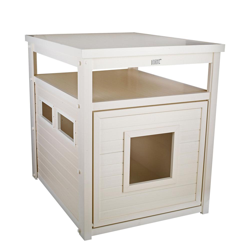 New Age Pet Ecoflex Jumbo Litter Box Cover End Table In Antique White Ehlb802 04 The Home Depot