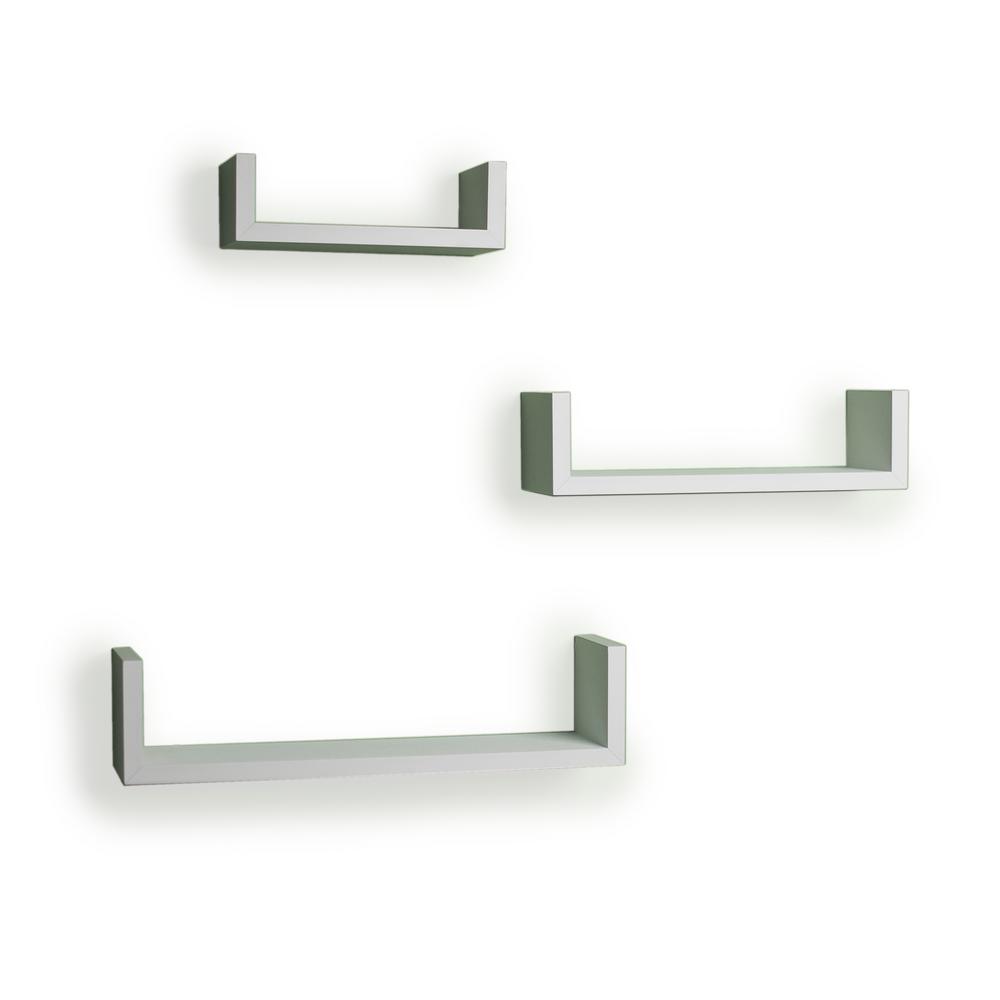 DANYA B 17 In. X 4 In. White Floating 'U' Laminated Shelves (Set Of 3 ...