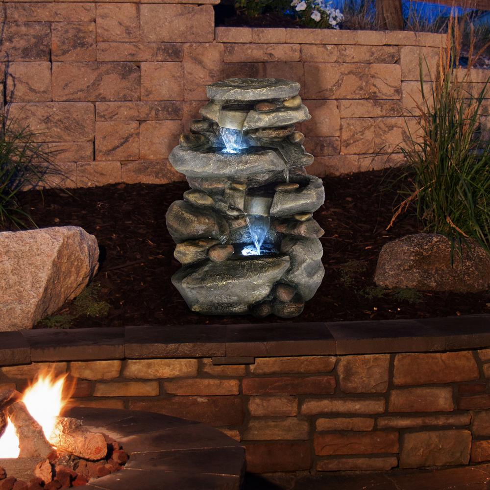 Pure Garden Outdoor Cascading Water Fountain With Led Lights Hw155017 The Home Depot - Outdoor Garden Fountains Home Depot Pure Garden Outdoor Cascading Water Fountain With Led Lights Hw155017 The Home Depot - Outdoor Garden Fountains Home Depot