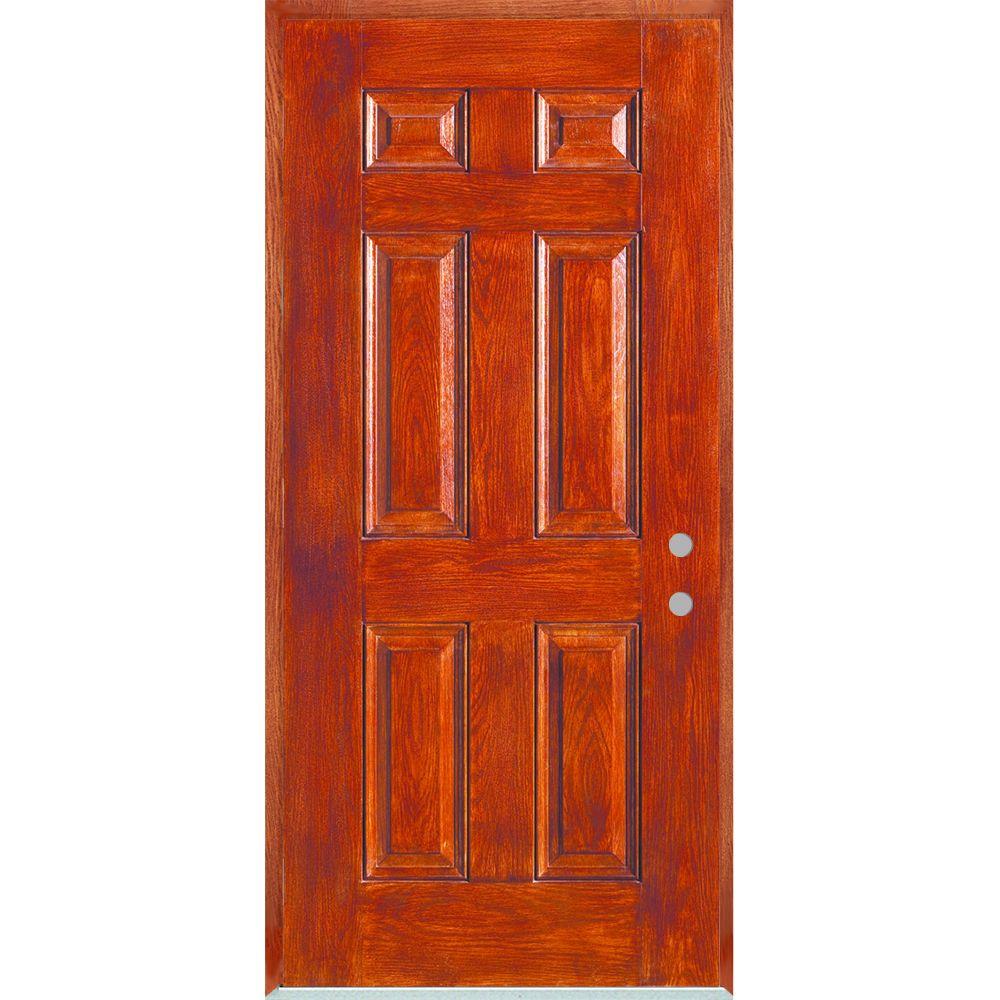 6 Panel Stained Front Doors Exterior Doors The Home Depot