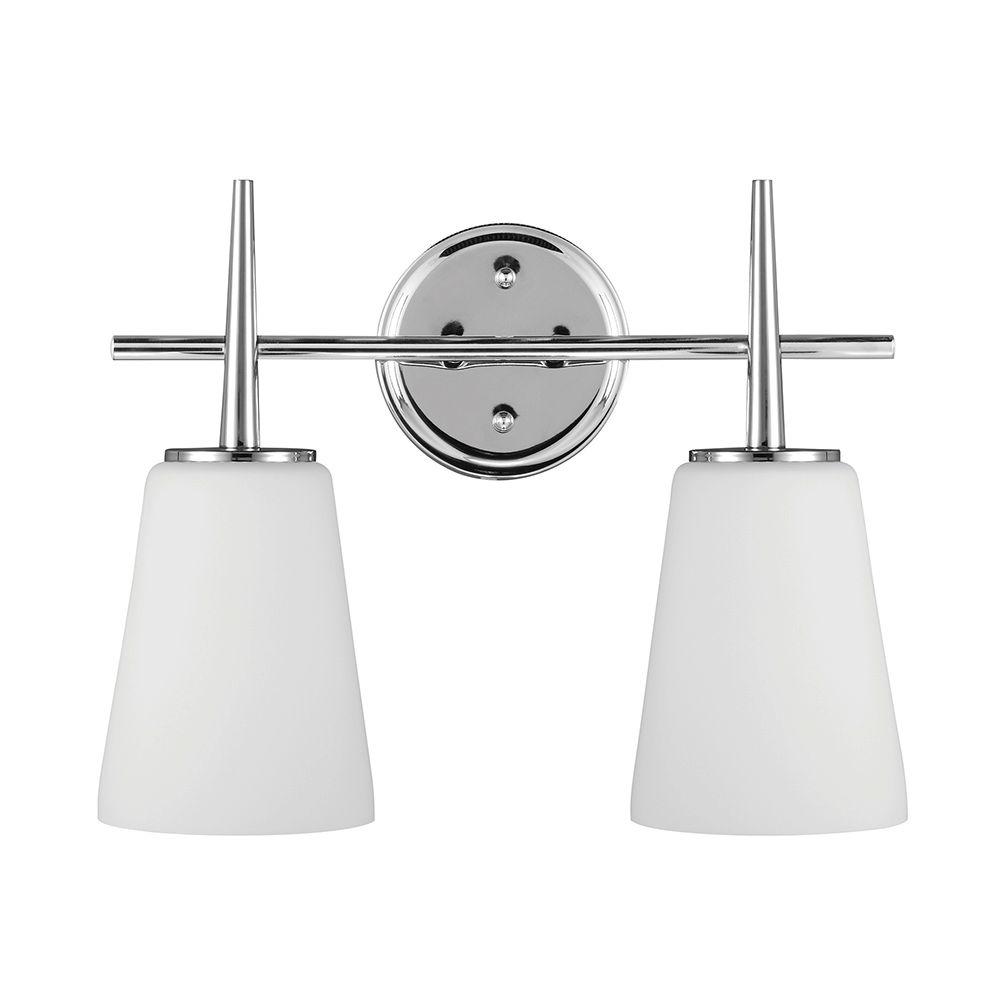 Sea Gull Lighting Driscoll 2 Light Chrome Wall Bath Vanity Light