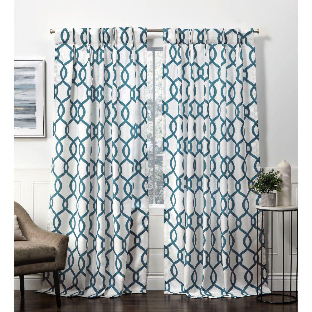 Exclusive Home Curtains Kochi Teal Room Darkening Hidden Tab Top Curtain Panel 54 In W X 84 In L 2 Panel EH8407 05 2 84H The Home Depot