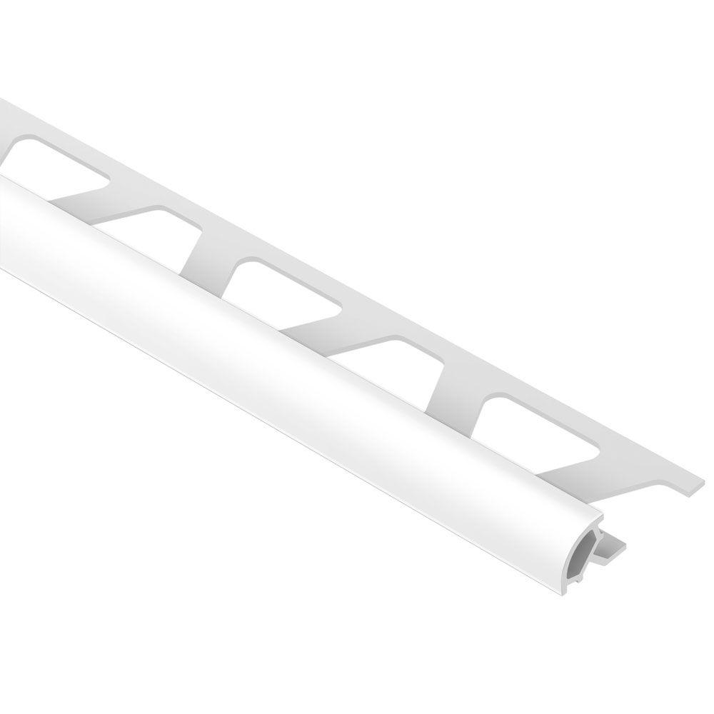 Schluter Rondec Bright White 1 4 In X 8 Ft 2 Pvc Bullnose Tile Edging Trim Pro60bw The Home Depot Pvc Bullnose Tile Edging Trim Pro60bw