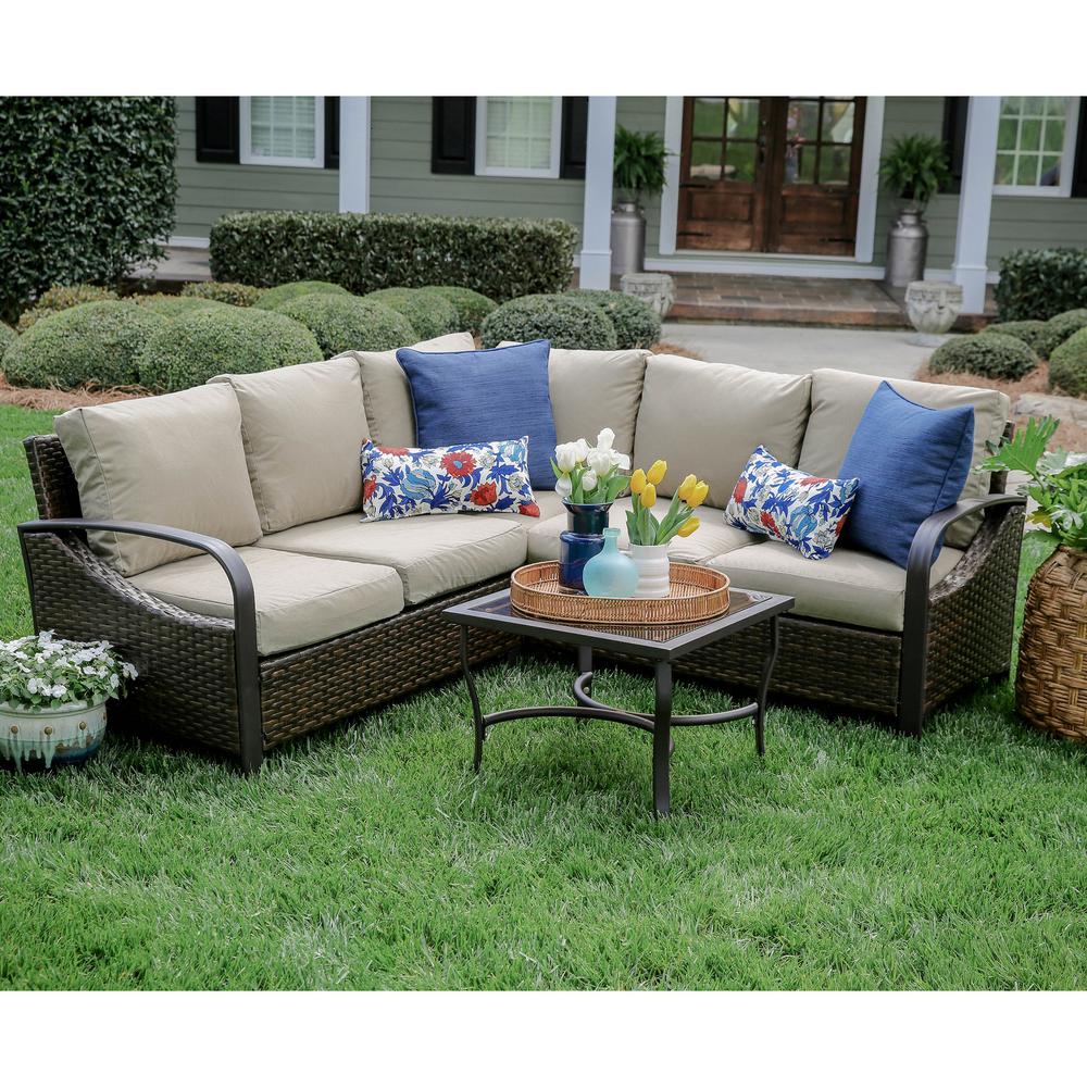Trenton 4Piece Wicker Outdoor Sectional Set with Tan Cushions490045