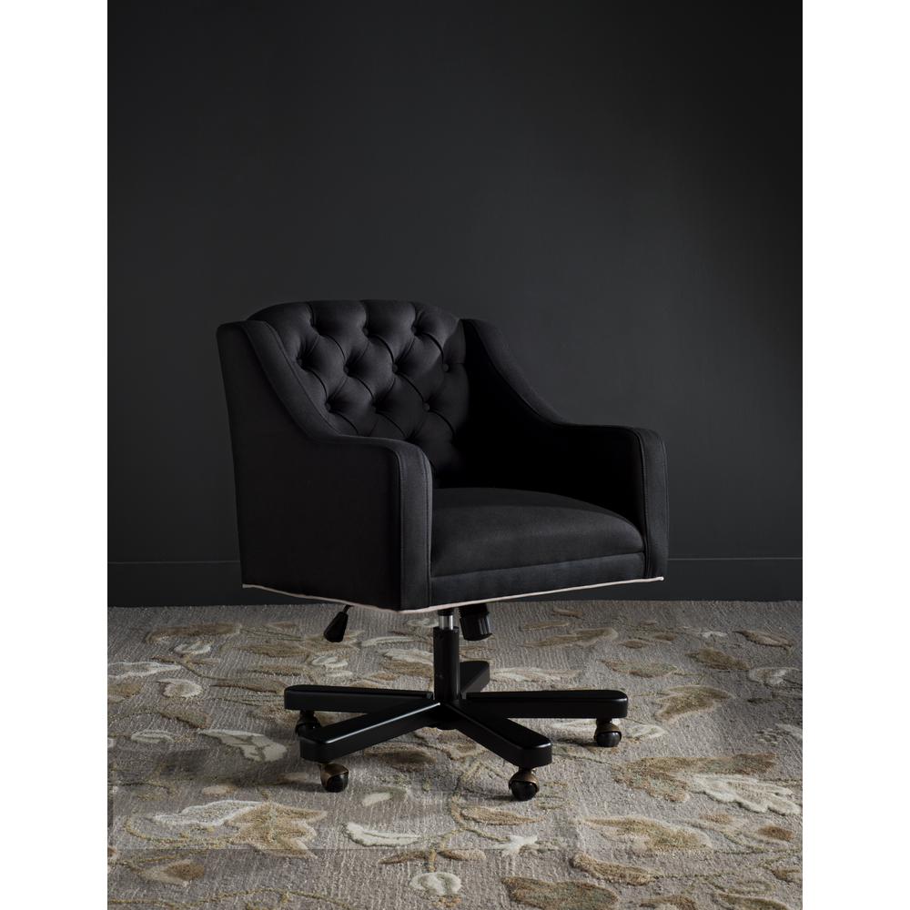 Safavieh Salazar Black Taupe Linen Office Chair Mcr4210a