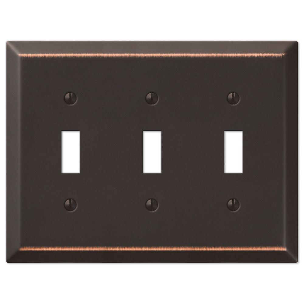 Hampton Bay Steel 3 Toggle Wall Plate Aged Bronze163TTTDB The Home