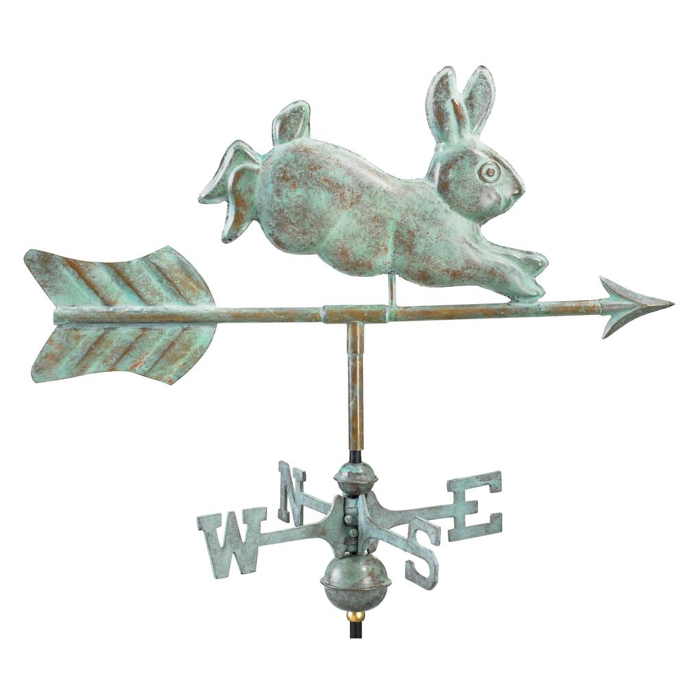 Good Directions Rabbit Cottage Weathervane Blue Verde Copper with