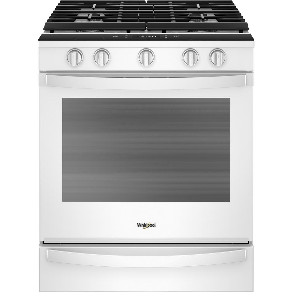 Whirlpool 5.8 cu. ft. Smart Slide-In Gas Range with EZ-2-LIFT Hinged Cast-Iron Grates in White