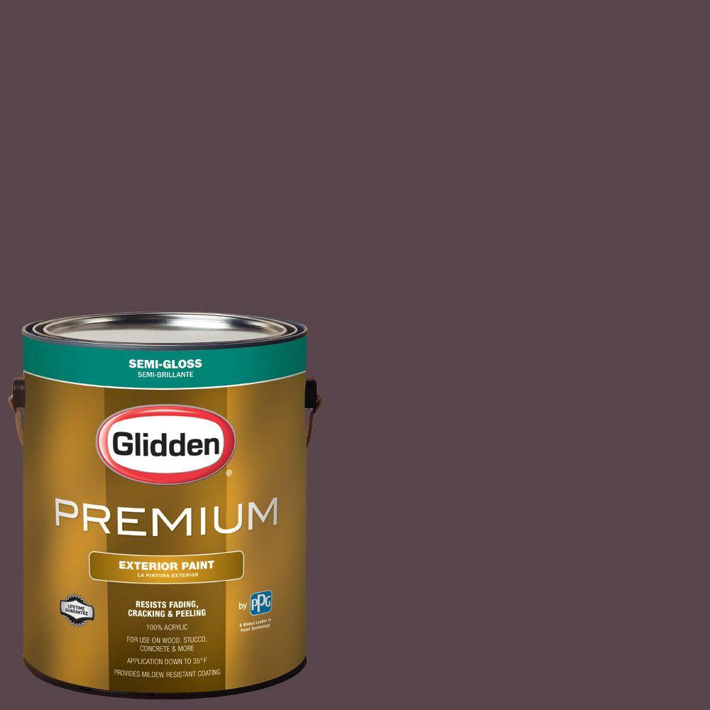 Glidden Premium 1 Gal Hdgr1 Black Currant Semi Gloss Latex Hdgr1 Black Currant Semi Gloss Latex Exterior Paint