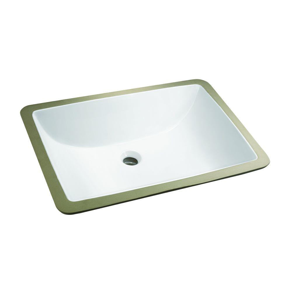 Glacier Bay Rectangle Undermounted Bathroom Sink In White