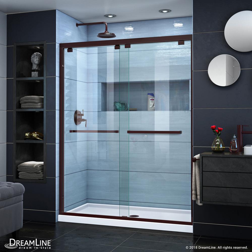 Dreamline Encore 50 In To 54 X 76 Semi Frameless Bypass Semi Frameless Bypass Shower Door In Oil Rubbed Bronze