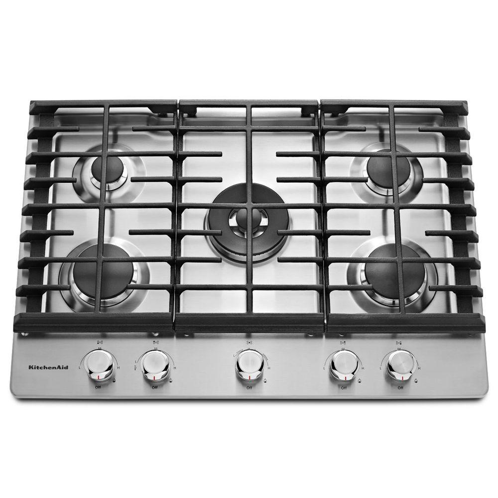 KitchenAid 30 in. Gas Cooktop in Stainless Steel with 5 Burners