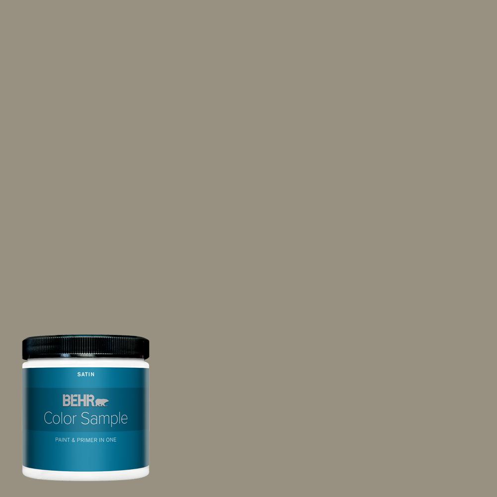 BEHR PREMIUM PLUS 8 oz. N3205 Gray Squirrel Satin Enamel Interior Paint and Primer in One