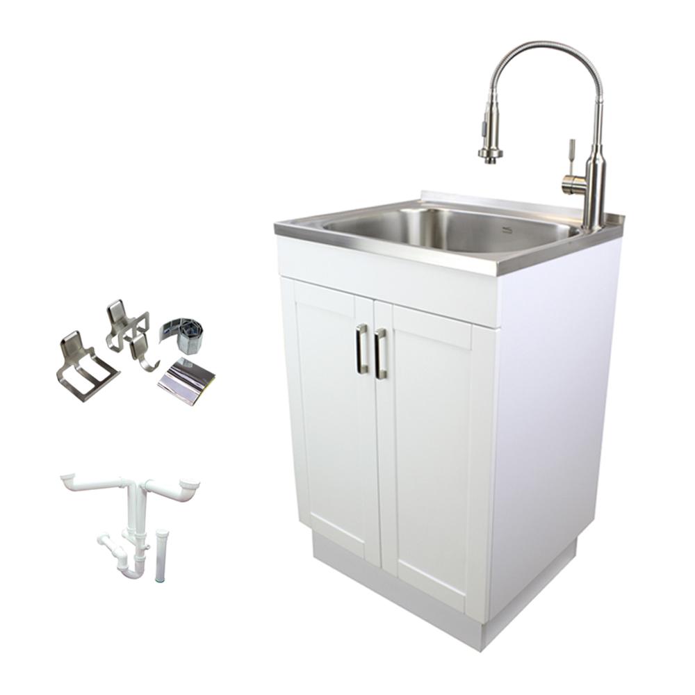 Transolid All In One 23 6 X 19 7 34 Particle Board Utility Sink And Cabinet With Faucet Accessory Kit Tcm 2420 Wc The Home Depot - How To Install Utility Sink In My Garage Transolid All In One 23 6 X 19 7 34 Particle Board Utility Sink And Cabinet With Faucet Accessory Kit Tcm 2420 Wc The Home Depot - How To Install Utility Sink In My Garage