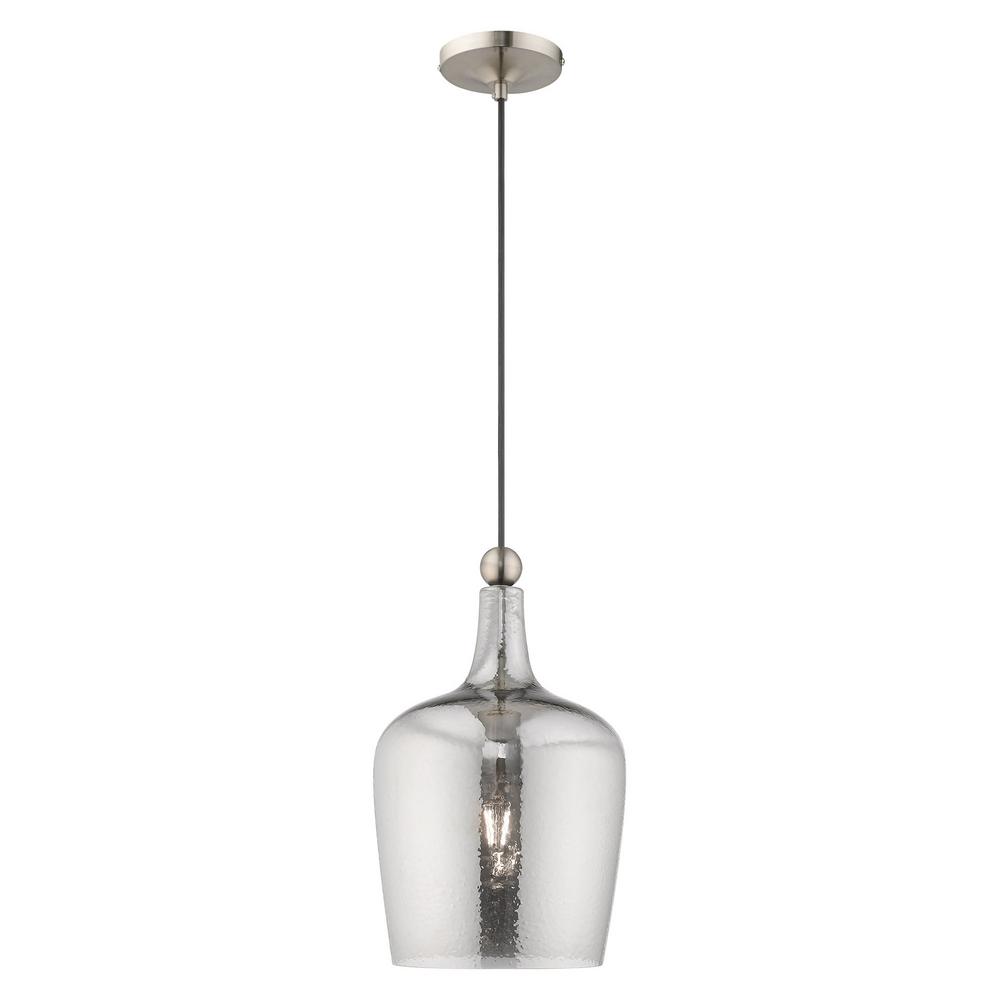 Livex Lighting 1 Light Brushed Nickel Mini Pendant With Smoke Livex Lighting 1 Light Brushed Nickel