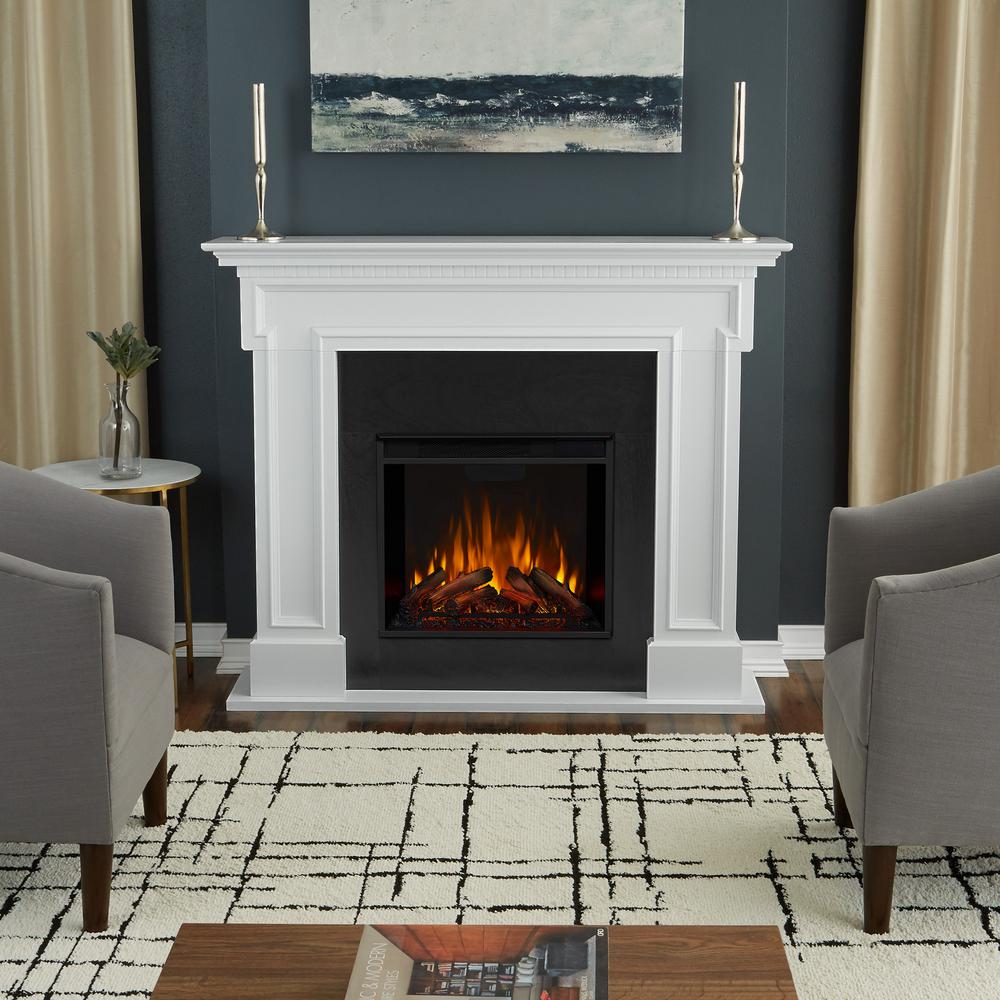 Real Flame Thayer 54 In Electric Fireplace In White 5010e W The