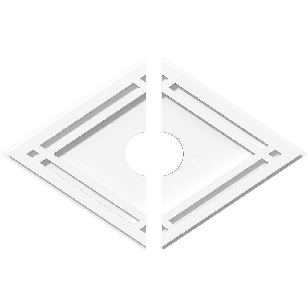 Ekena Millwork 20 In X 13 37 In X 1 In Diamond Architectural Grade Pvc Contemporary Ceiling Medallion 2 Piece