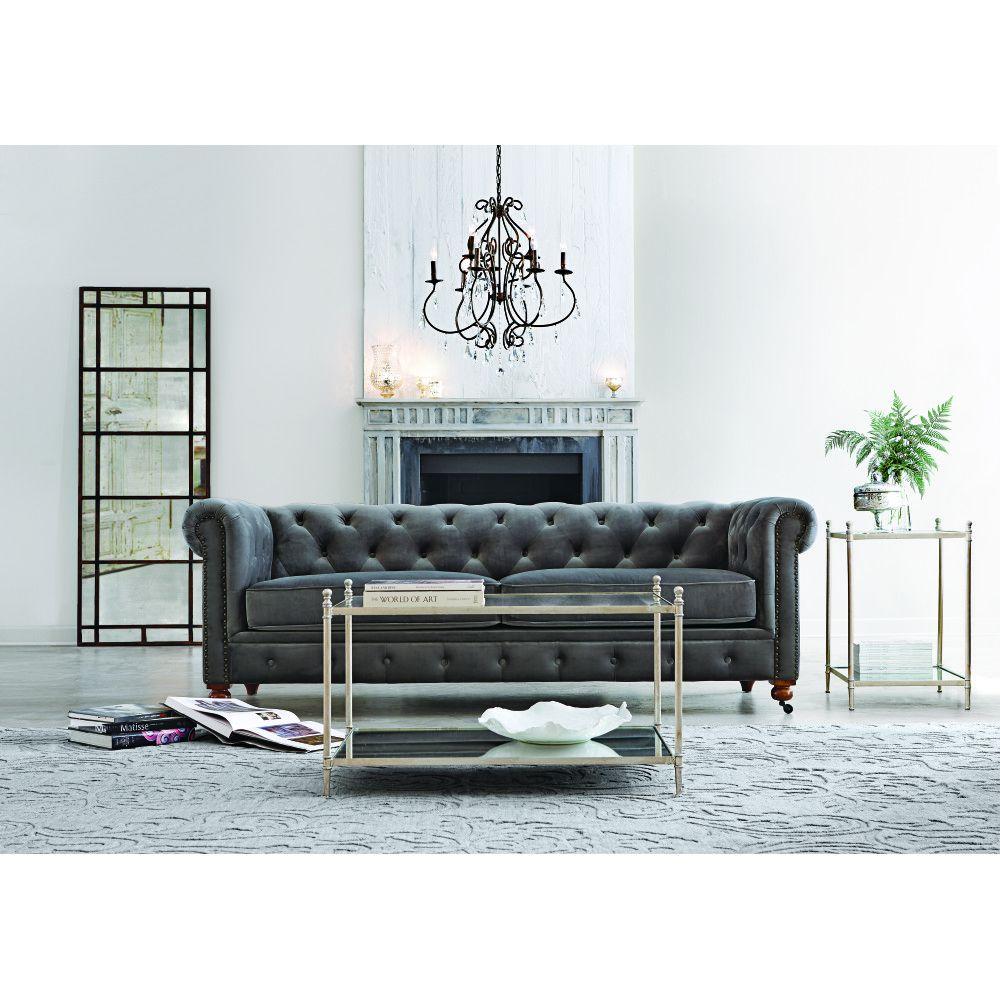  Home  Decorators  Collection  Gordon  Grey Velvet Sofa  