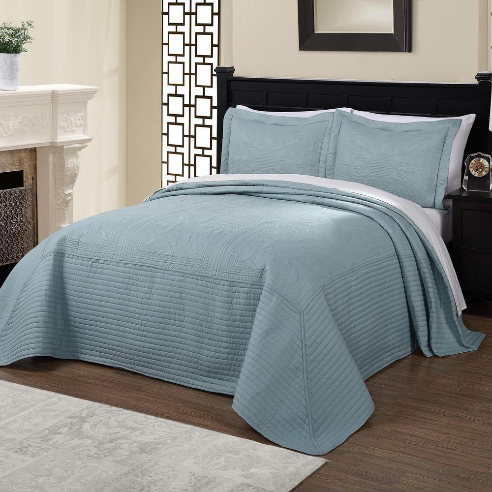 American Traditions French Tile Quilted Dusty Blue King Bedspread ...