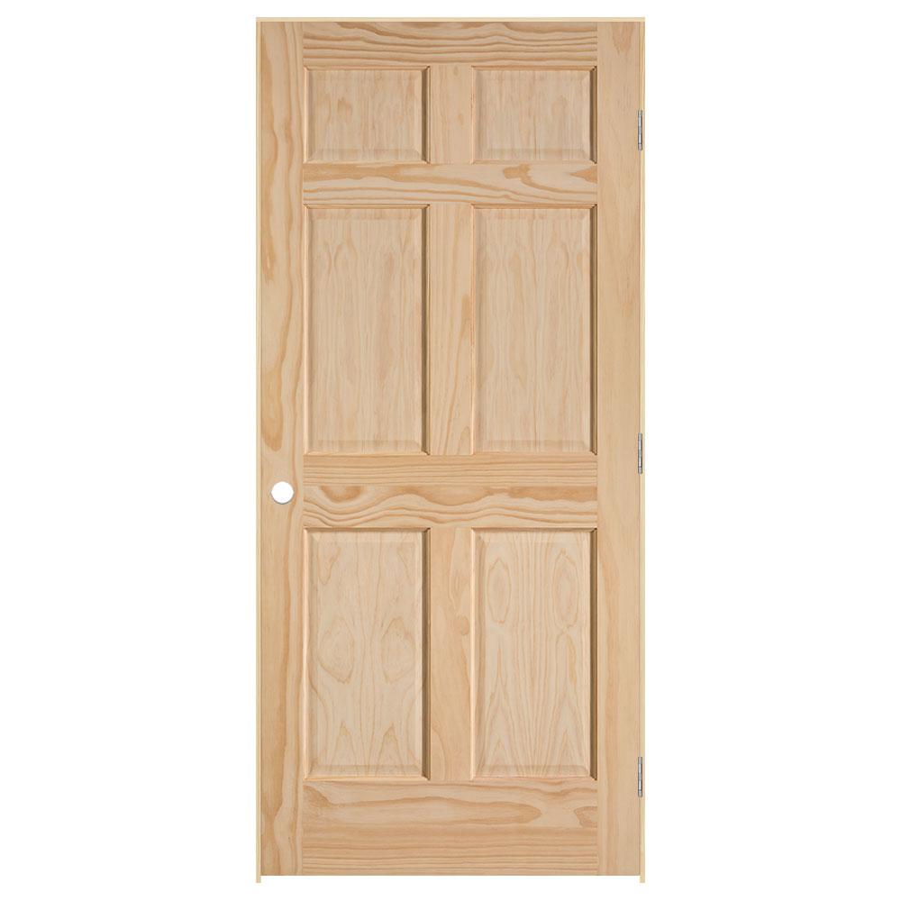 Masonite 36 In. X 80 In. Unfinished Smooth 6-Panel Solid Core Pine ...