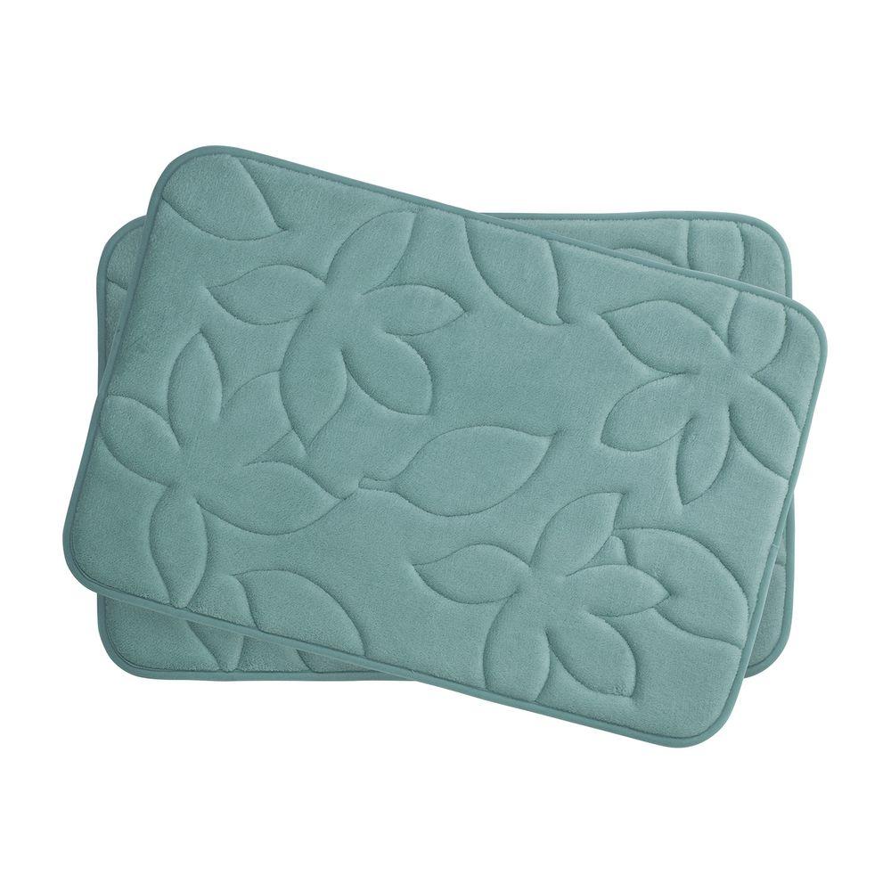 Lavish Home 2Piece Blue Memory Foam Bath Mat Set6710B The Home Depot