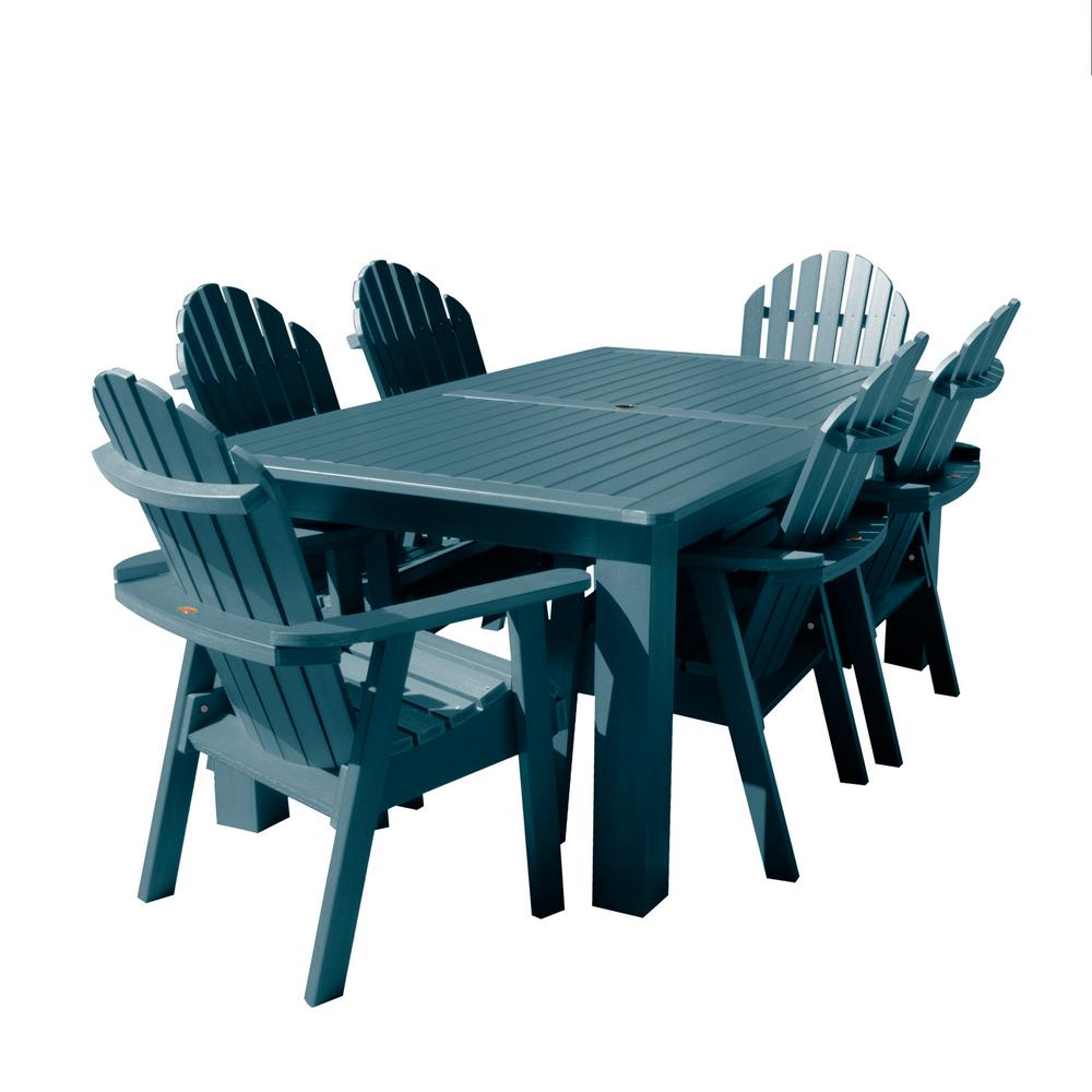 Highwood Hamilton Nantucket Blue 7 Piece Recycled Plastic Rectangular Outdoor Dining Set